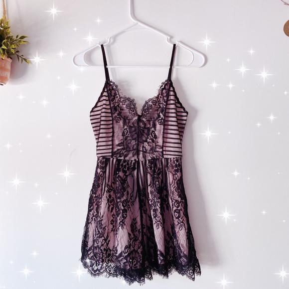 love chesley Pants - Pink + Black lace romper